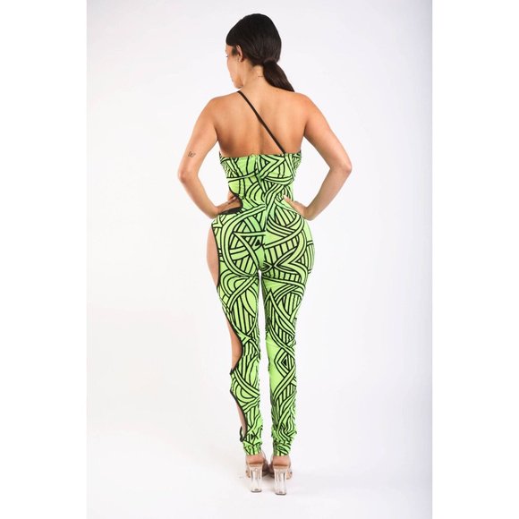 Women's Sexy One Shoulder Back-Zip Cut-Out Detailed Jumpsuit Party Club Festival - Picture 3 of 10